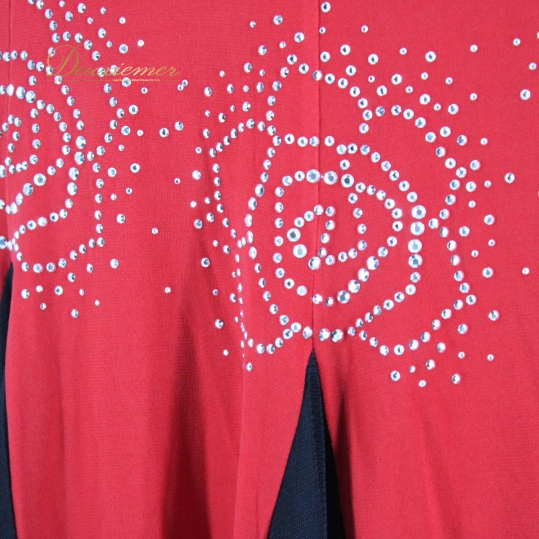 【美品 社交ダンス衣装】上下セット レッスンウェア 練習着 SICO-PON 赤