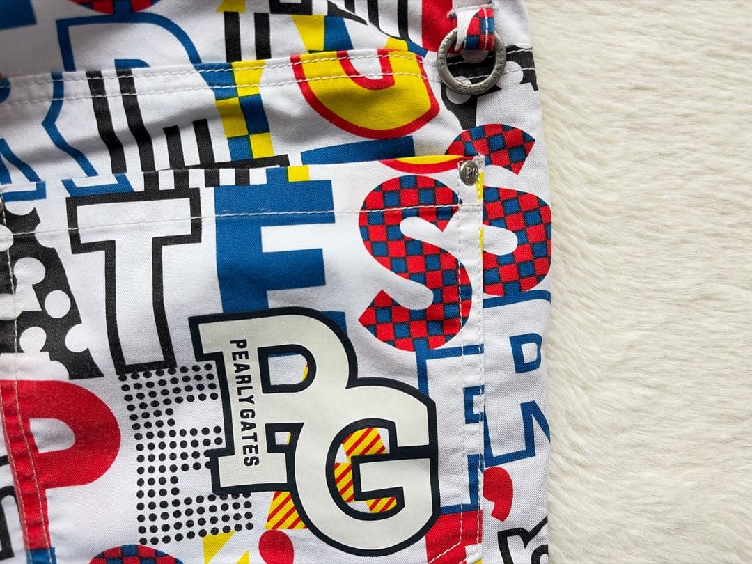 パーリーゲイツ　PEARLY GATES ゴルフ　カラフルロゴ　総柄 パンツ　0