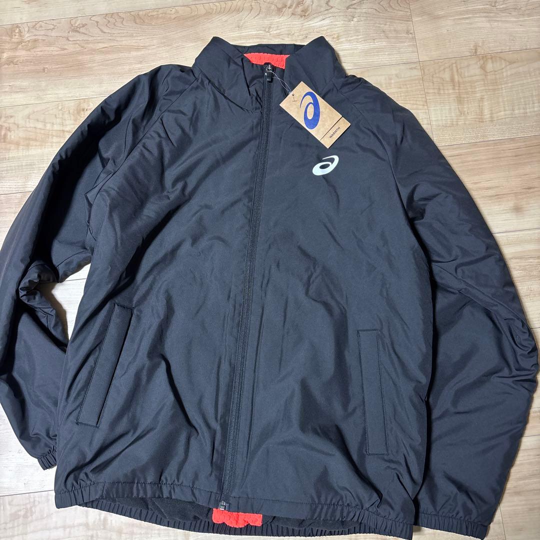 新品　アシックス　メンズ　ウィンドブレーカージャケット　上　ブラック　あったかL
