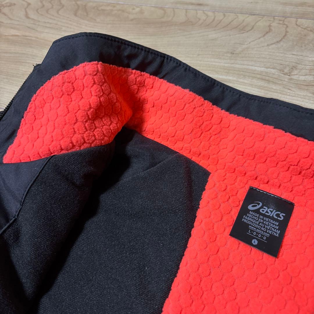 新品　アシックス　メンズ　ウィンドブレーカージャケット　上　ブラック　あったかL