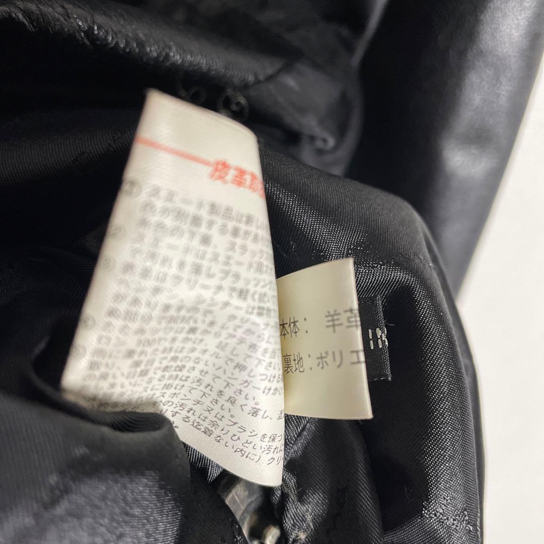 ペイズリー柄　レザージャケット　羊革　本革　希少デザイン　革巻きボタン　黒　古着