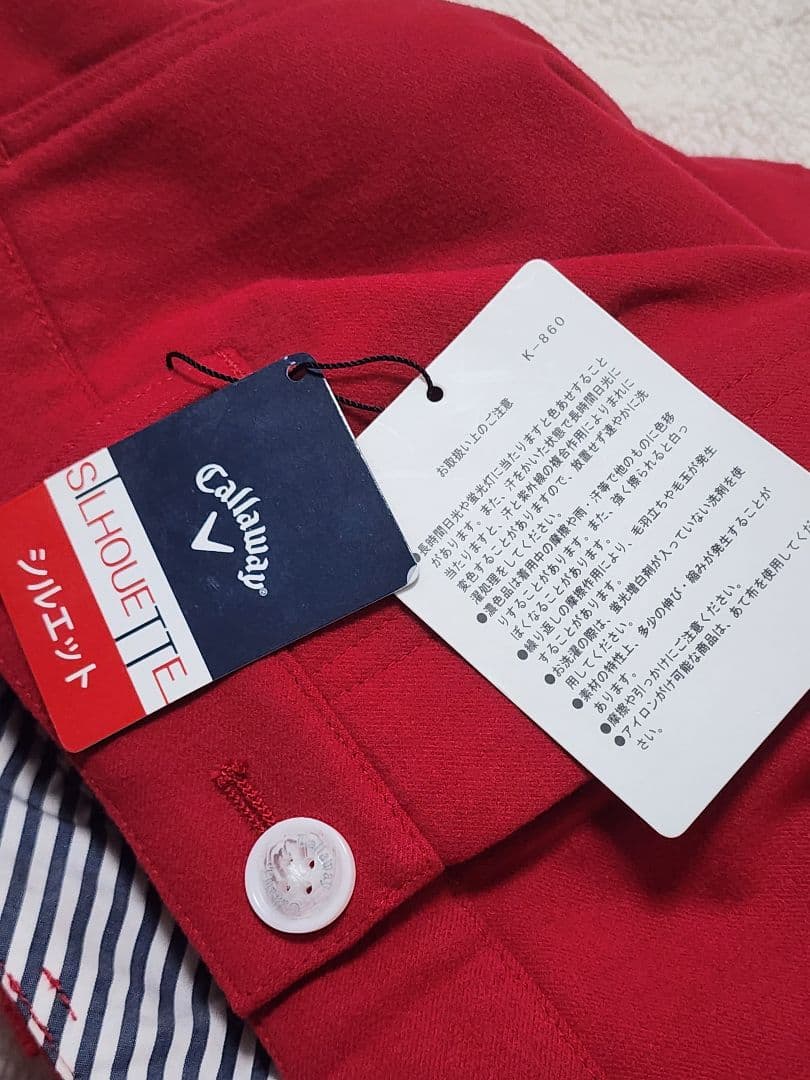 新品未使用☆キャロウェイ☆レッド テーパード パンツ　LL 秋冬用