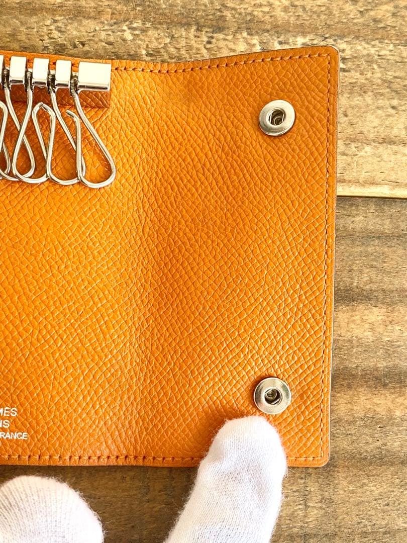 □J エルメス セリエ エテュイクレ6 レザー 6連キーケース クシュベル 送無