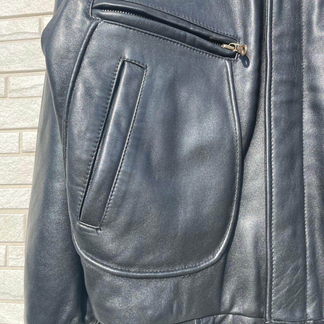 フリーダム　レザージャケット　42　ブラック　ラムレザー　A-2