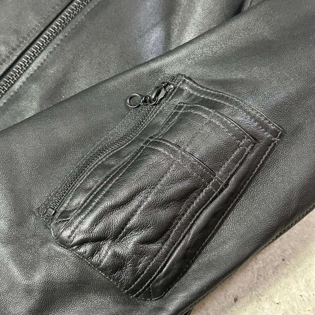 美品 Schott レザー ma1 黒 M ラムレザー 3141025