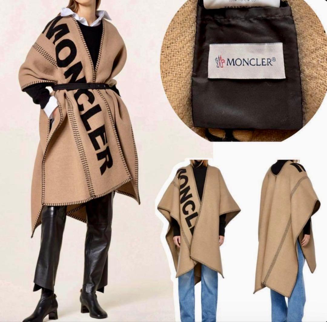 【MONCLER】 ロゴ入りポンチョ ベージュ