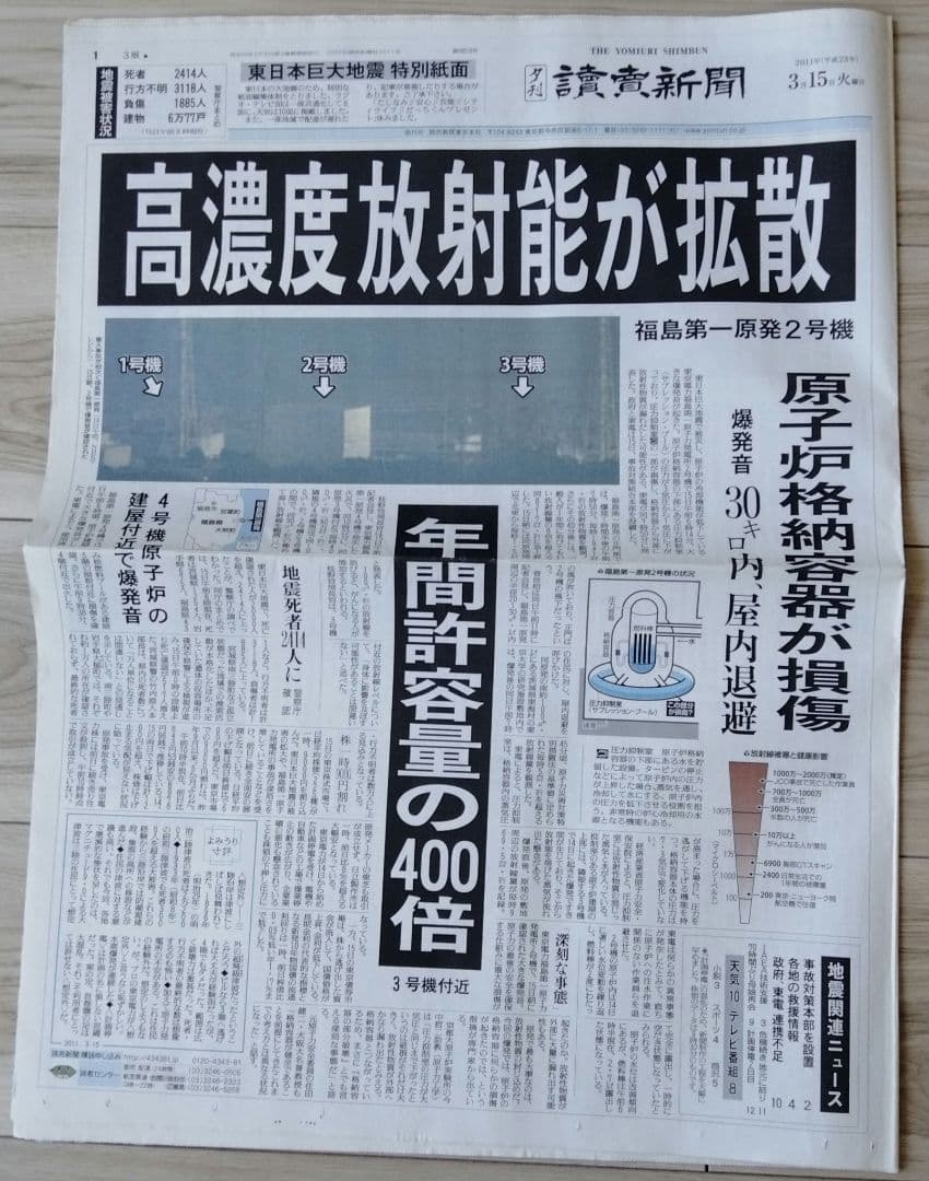 東日本大震災 当時の新聞 2011年3月12日〜30日 朝夕刊 福島原発 津波