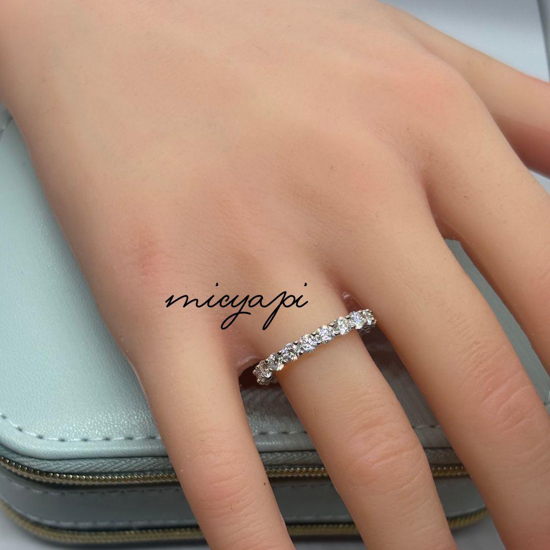 モアサナイト フルエタニティリング 3mm 人工ダイヤモンド【約9号】