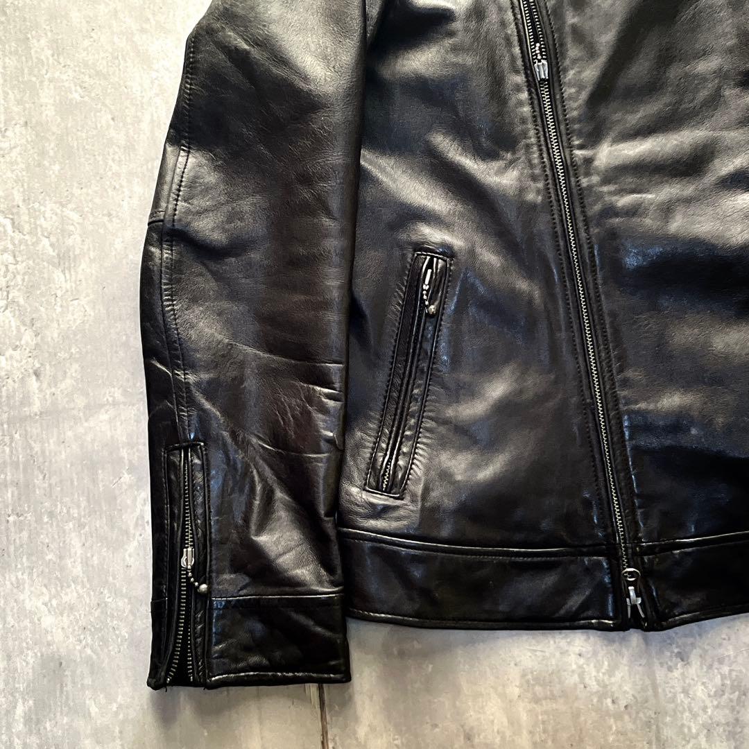 希少サイズ3 glamb 羊革　ラムレザー　レザーライダースジャケット　シングル