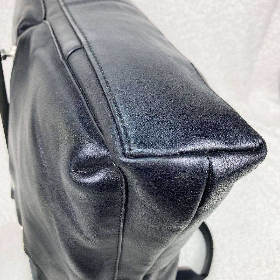 美品 コーチ 2way トートバッグ ヘリテージ レザー A4収納 ブラック 黒