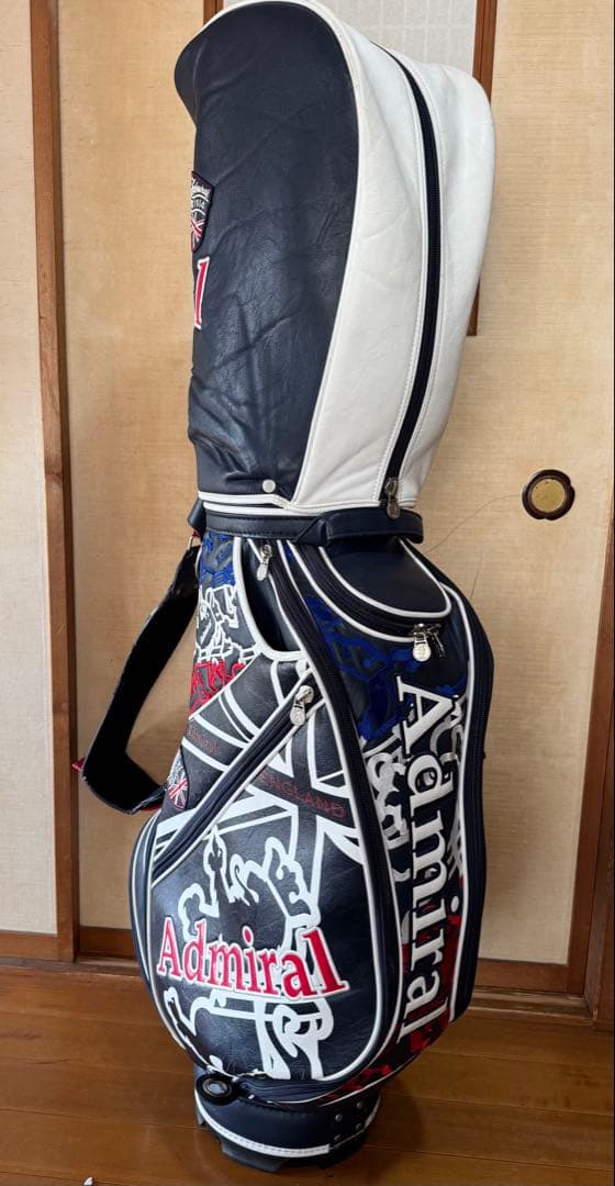 Admiral キャディバッグ ネイビー/ホワイト　ゴルフ 9.5