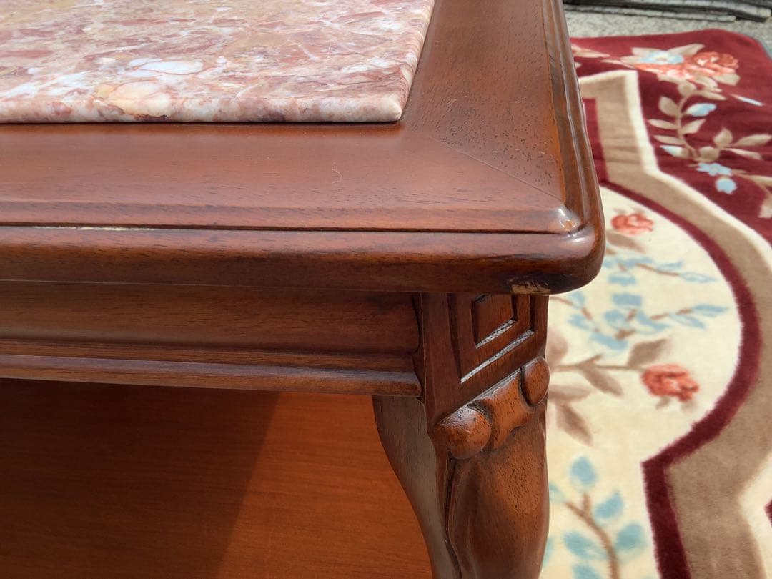 大理石天板　ネコ脚　センターテーブル　ローテーブル