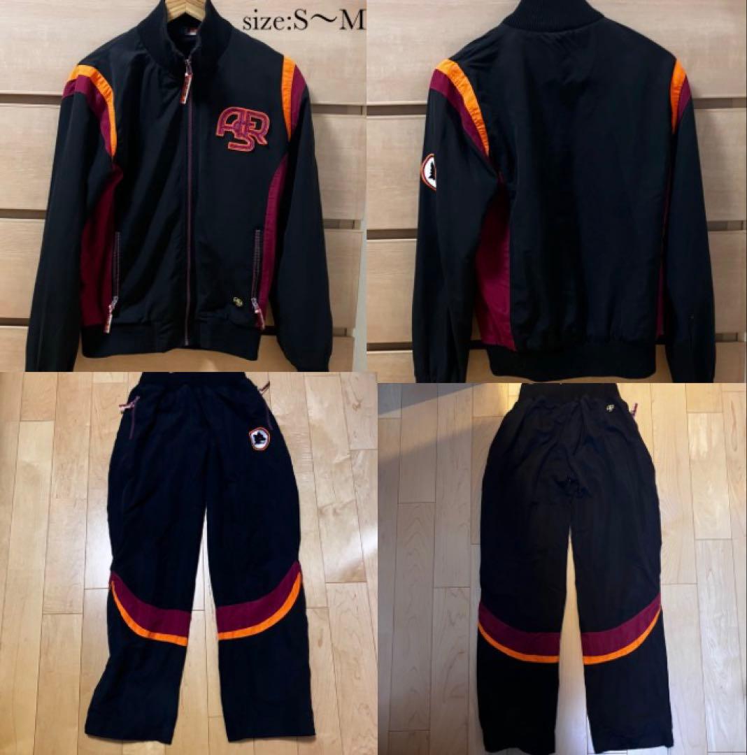 【冬物セット割】ASローマ　ジャージ上下セット　黒　ROMA レア物　S〜M