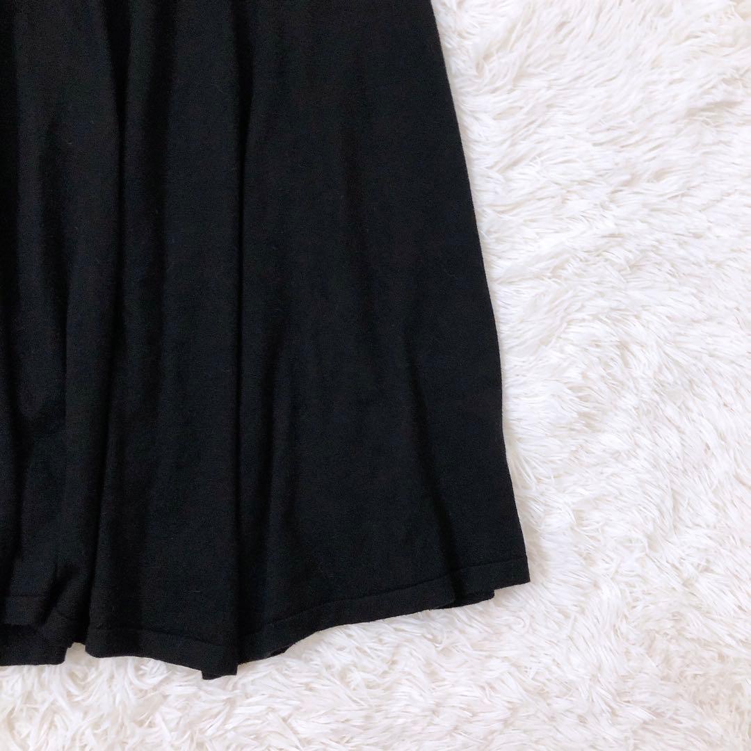 JENNE タートルネックニットワンピース　フレア　ロング丈　マキシ　黒　L