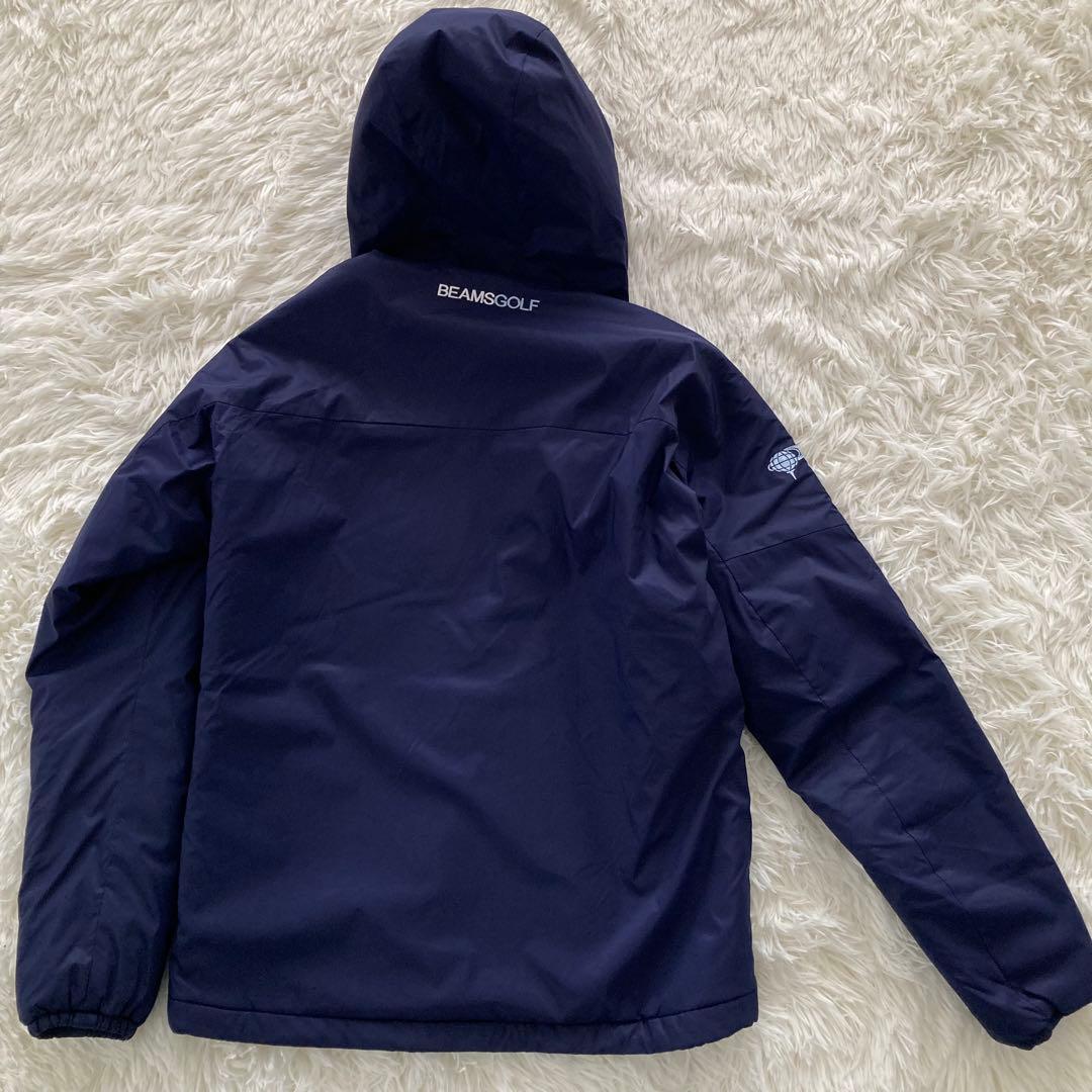 ビームスゴルフ ナイロンジャケット 中綿 S フード ネイビー ダブルジップ