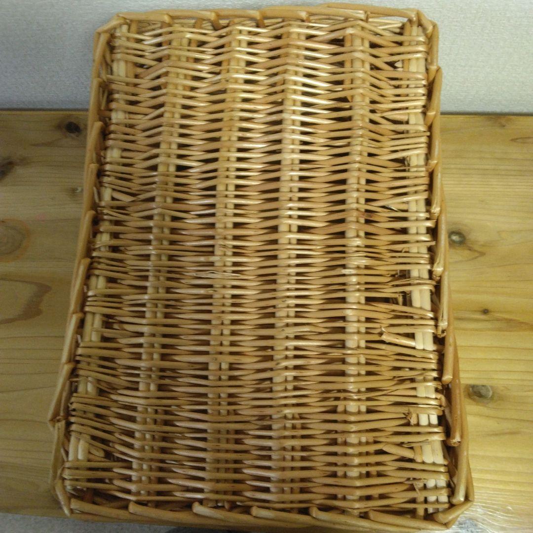 籐 ラタン 大きめ バスケット かご 同サイズ3個セット 収納 小物入れ