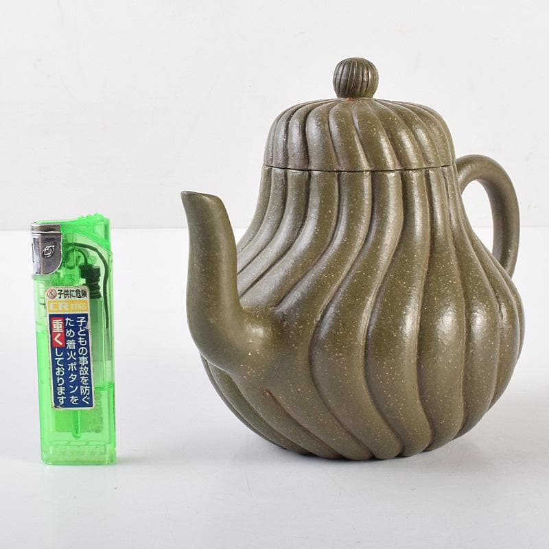 中国　顧景舟銘　紫砂　緑泥　急須　茶壷　合わせ箱　M　R7623