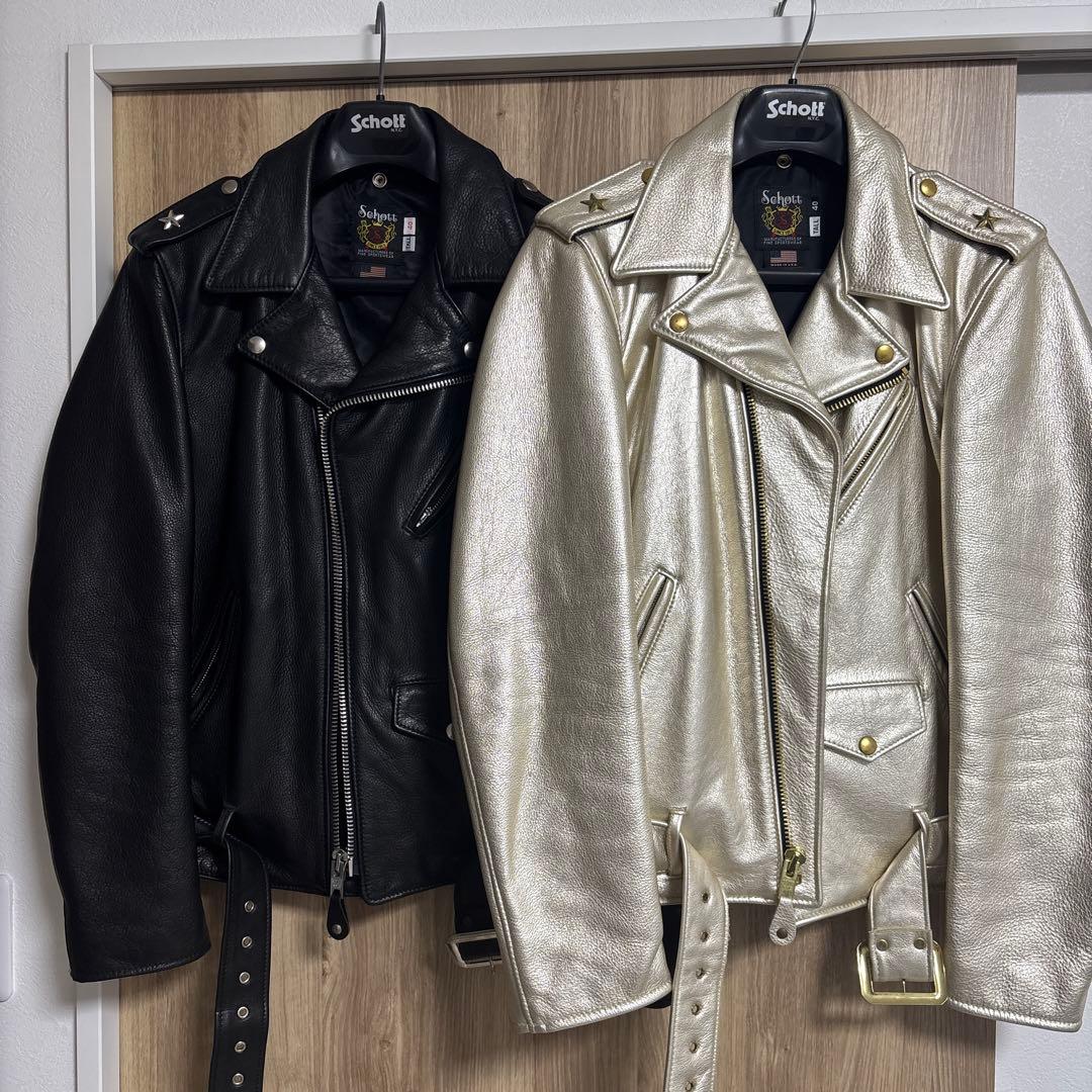 Schott ワンスターゴールドダブルライダースジャケット 40