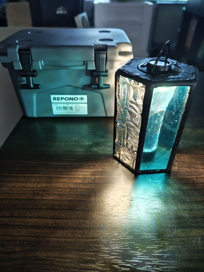 ゴールゼロ　LEDランタンシェード　 青とクリアガラス