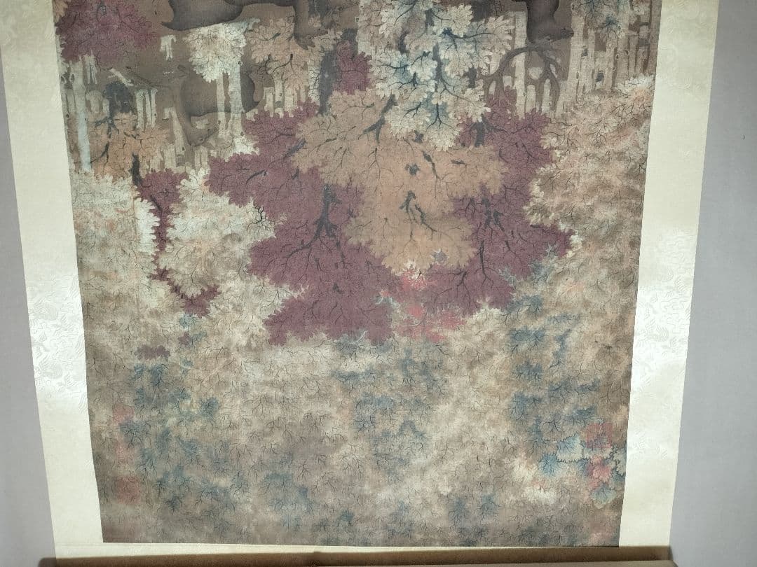 五代人 丹楓幼鹿図 二玄社 原色複製画 国立故宮博物院 掛軸 共箱