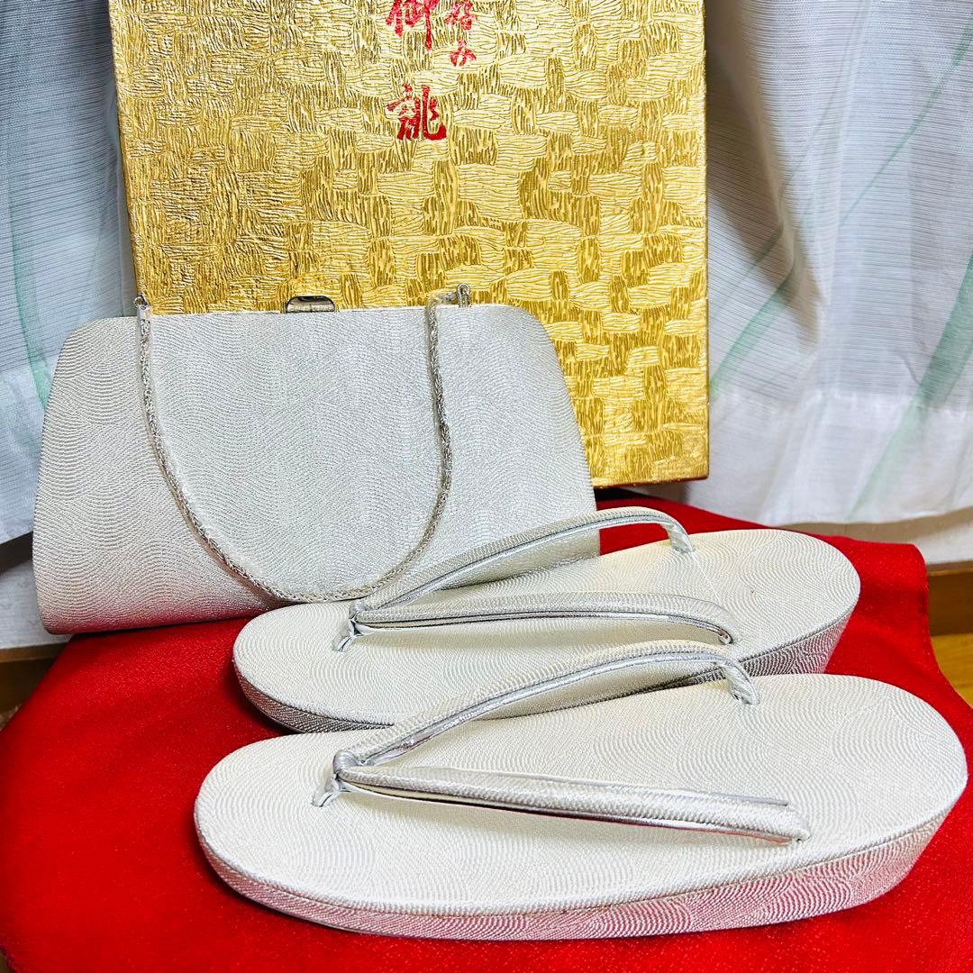【未使用】佐賀錦　フォーマル　パーティ　留袖　シルバー　銀色　草履バッグセット