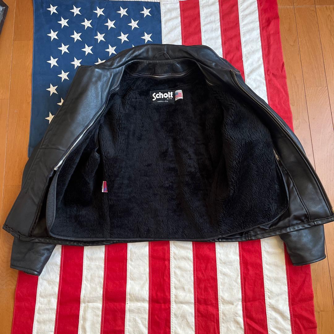 ショット 680 襟付 ライダースジャケット 40 黒 ライナー付 アメリカ製