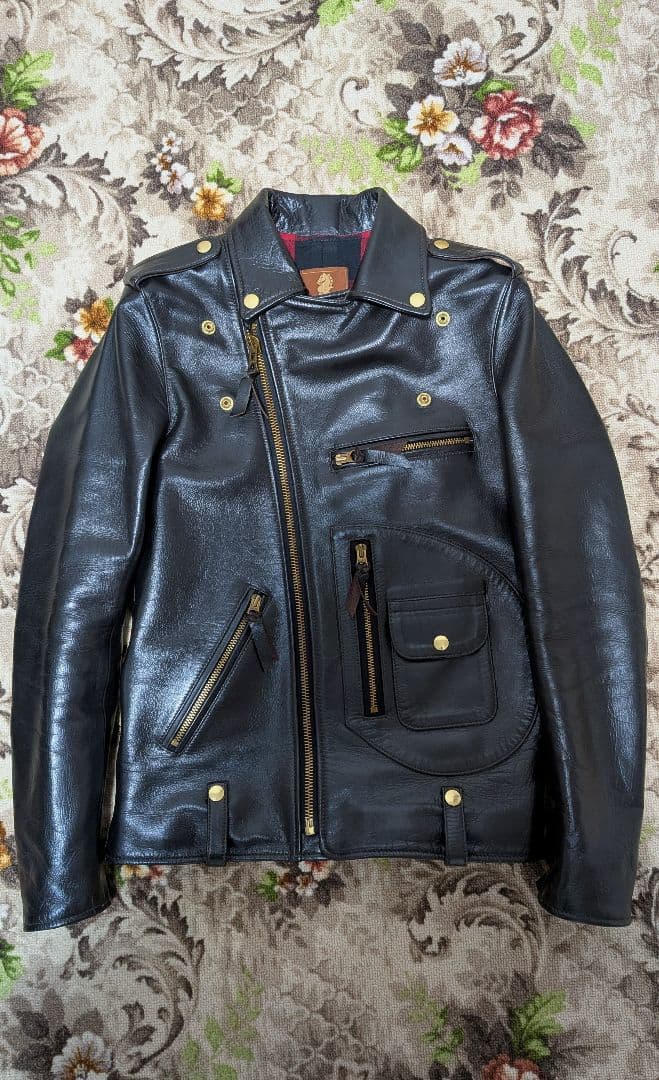 【カリフォルニアライン】茶芯 ホースハイド Dポケ ダブルライダース