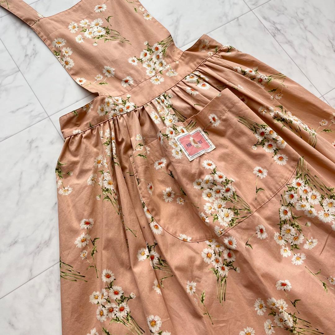 PINK HOUSE エプロンワンピース　デイジー柄　ロングワンピース　ピンク