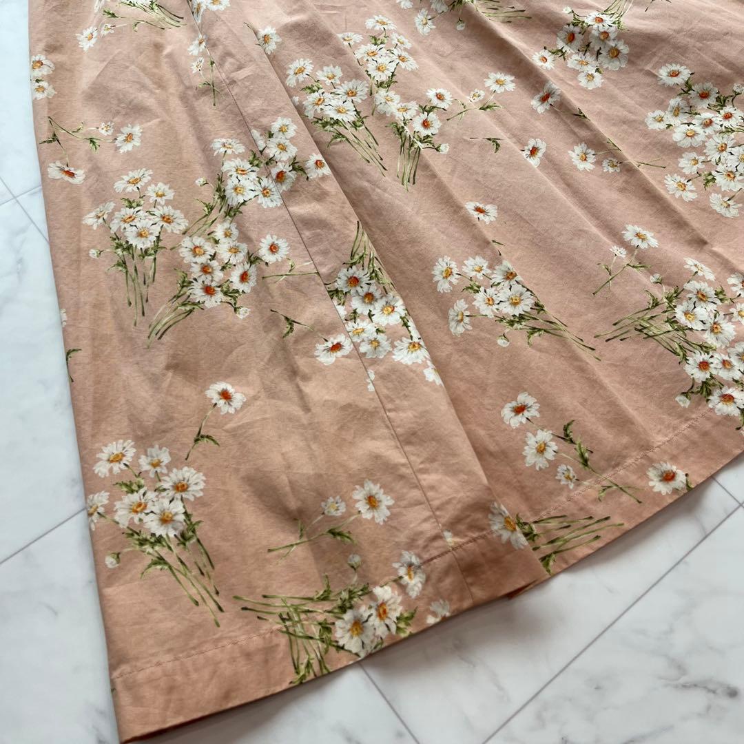 PINK HOUSE エプロンワンピース　デイジー柄　ロングワンピース　ピンク