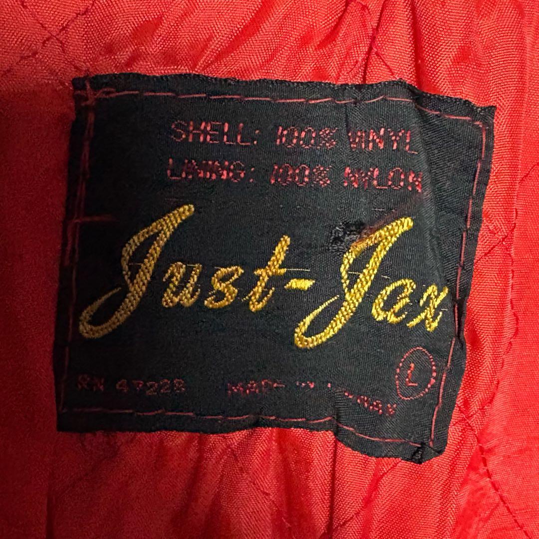 90sヴィンテージUSA古着 フェイクレザージャケット 黒 L バックプリント