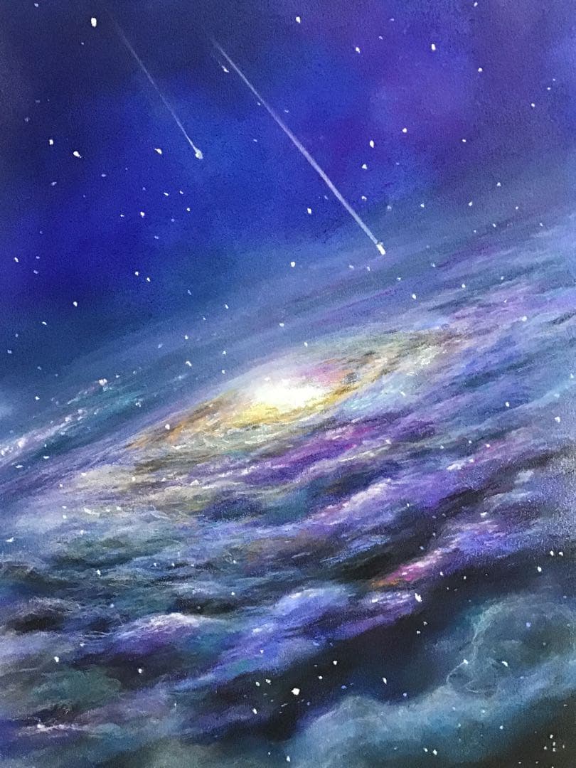 遥かなる銀河　ハンドメイドパステル画　絵画アート原画