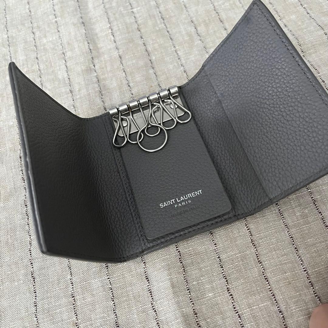 サンローラン　キーケース　6連　キーリング　レザー　ダークグレー