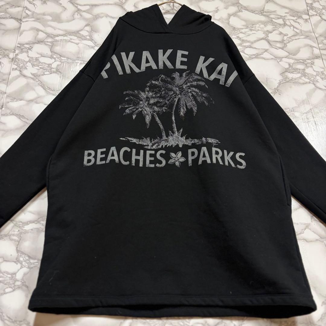 一点物 稀少柄 ビッグサイズ　Pikake フーディー　モノトーングラフィック