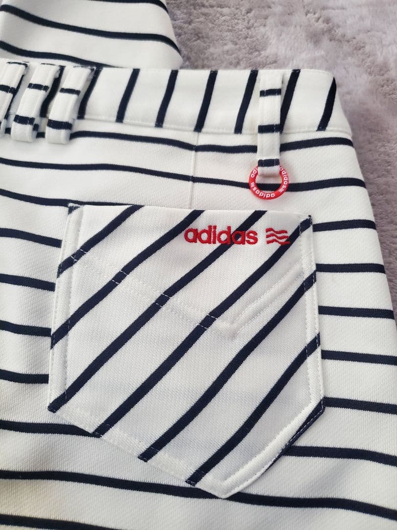 adidas ゴルフ セットアップ L 白紺 ボーダー レディース