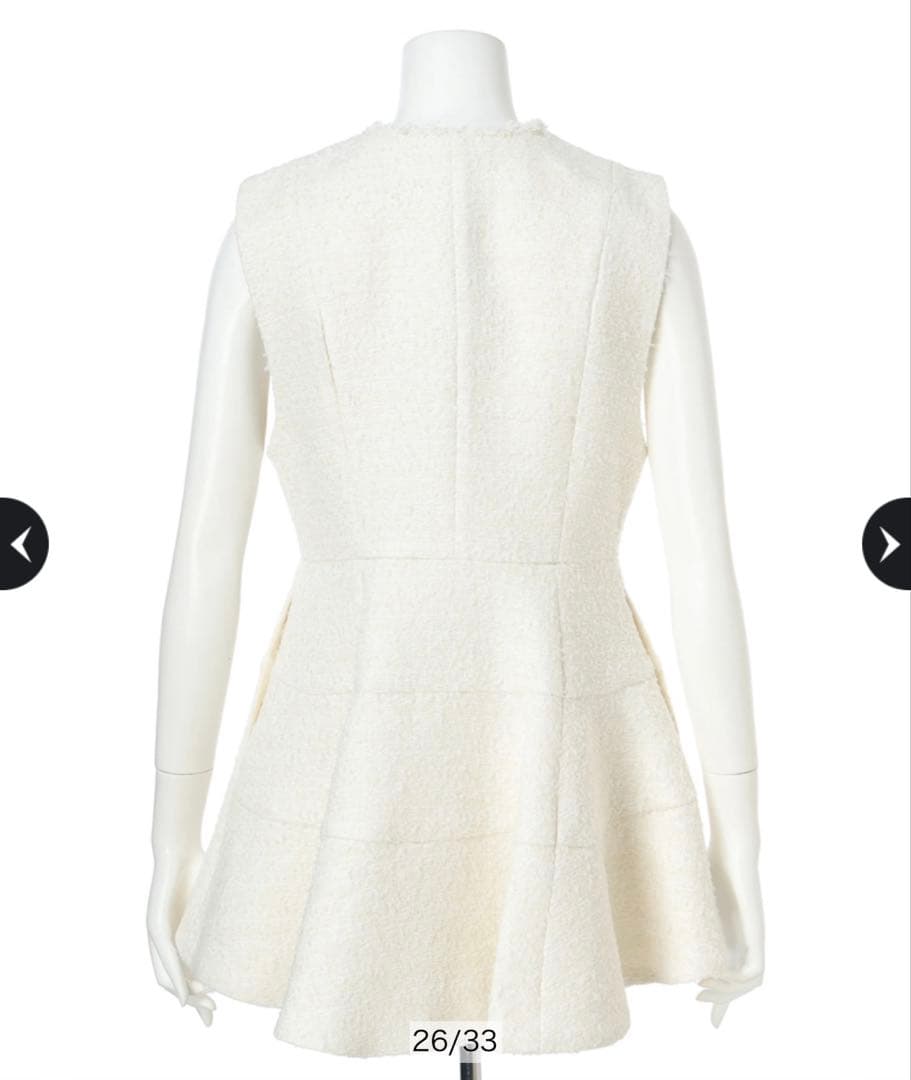 ゆべしArpege storyツイードフレアジレ ホワイト 1アルページュ