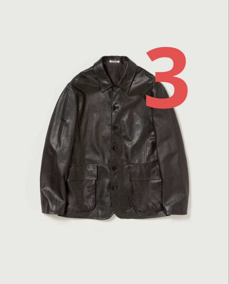 ジャケット・アウター AURALEE TEXTURED LAMB LEATHER BLOUSON 3