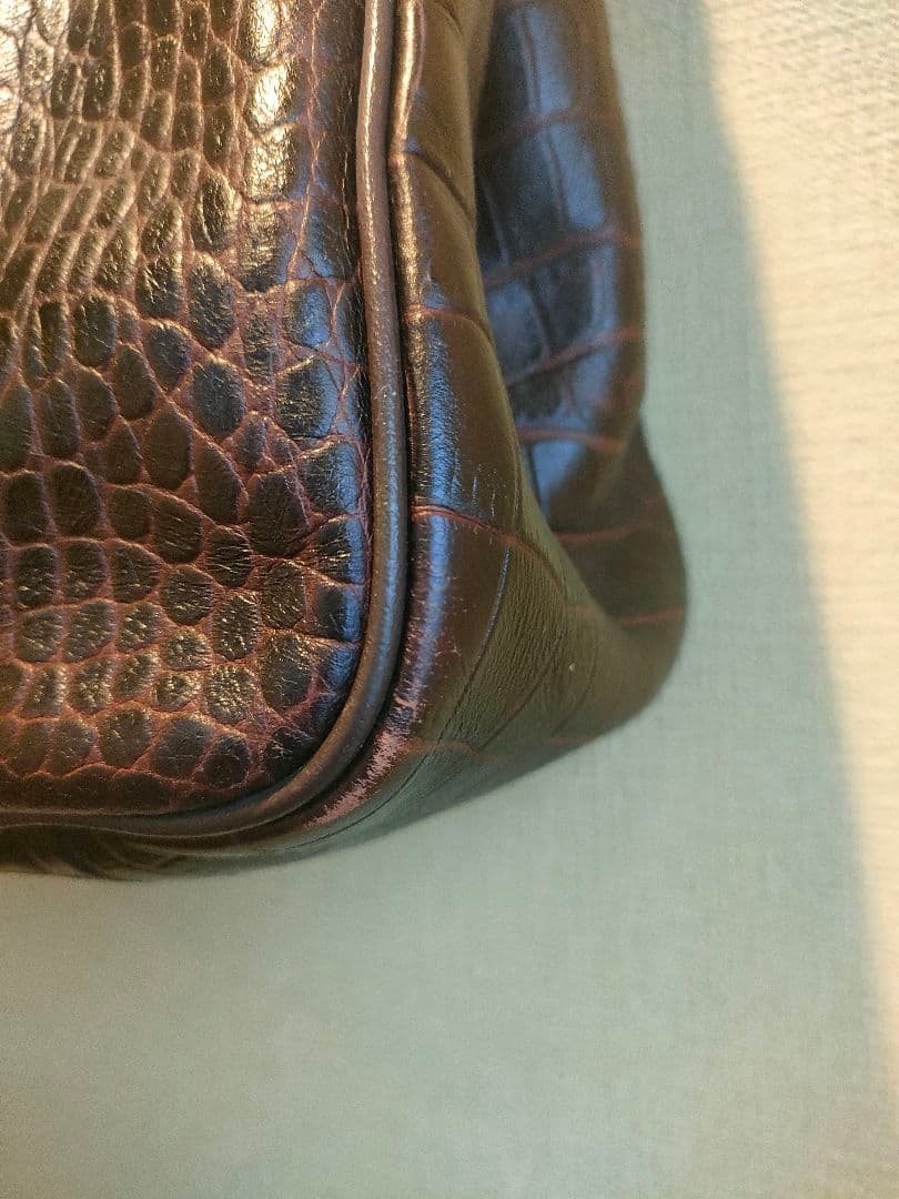 ロンシャンクロコダイル型押しダークブラウン