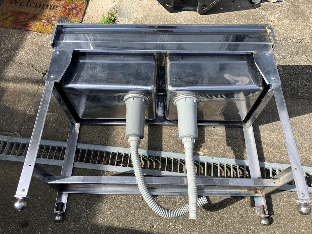 業務用 ステンレス 2槽シンク　ダブルシンク　直接引き取り、福島県内配送可