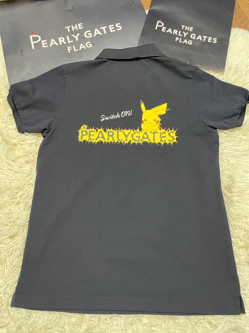 人気完売パーリーゲイツピカチュウ半袖ポロシャツトップスネイビーサイズ7