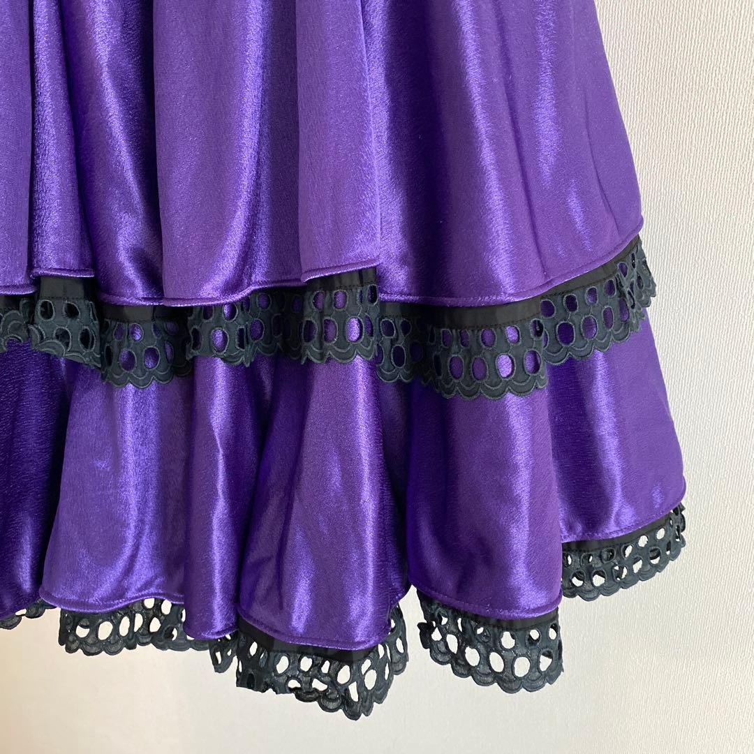 フラメンコ衣装　ツーピース　ドレス　上下セット　紫