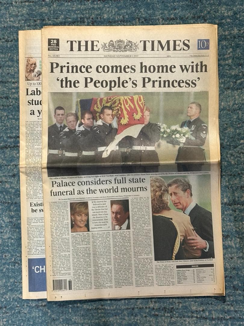 現地号外5部　ダイアナ妃　1997年8月31日　ロンドン