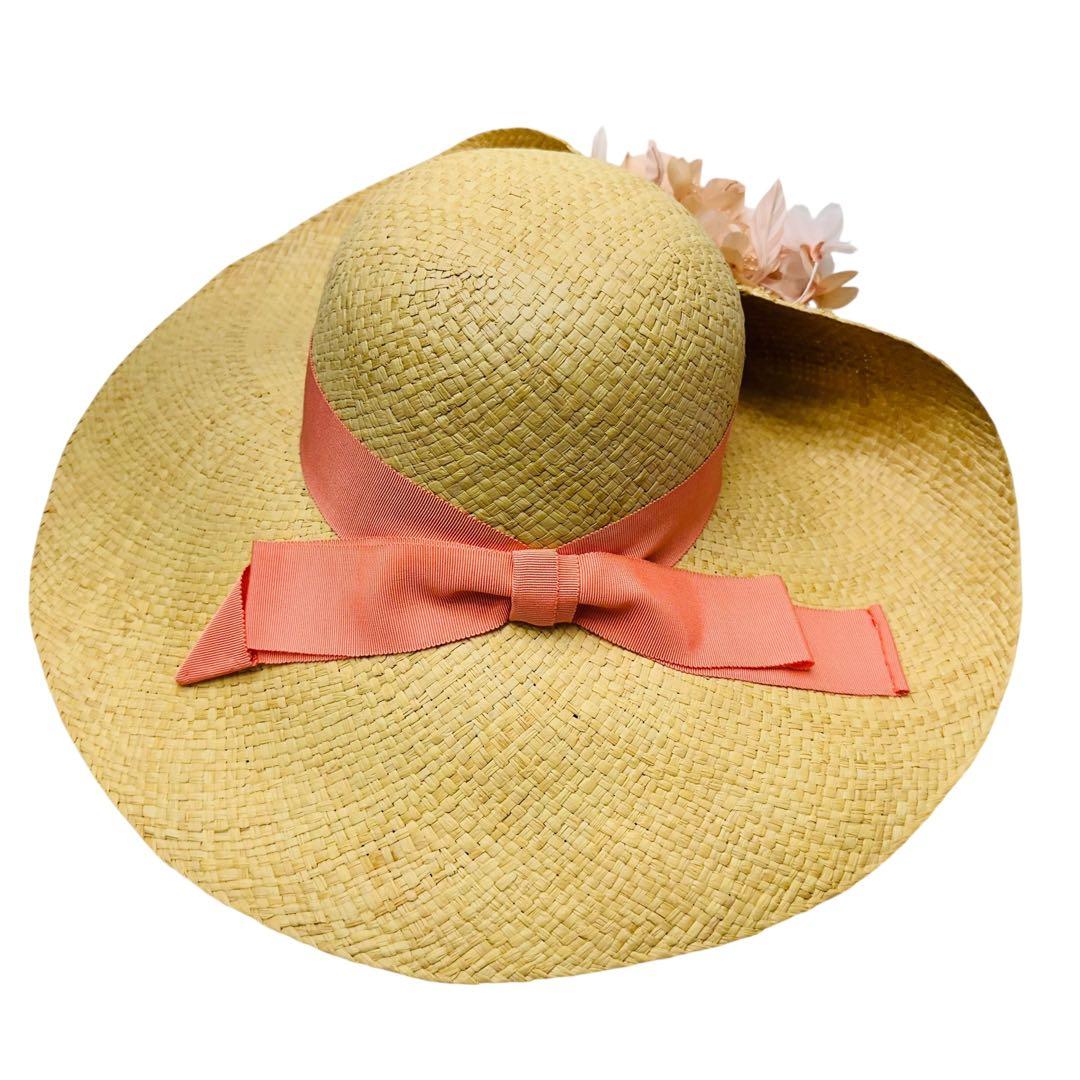 maxim マキシンレディース　帽子　リボン　大きめ　日本製　麦わら帽子