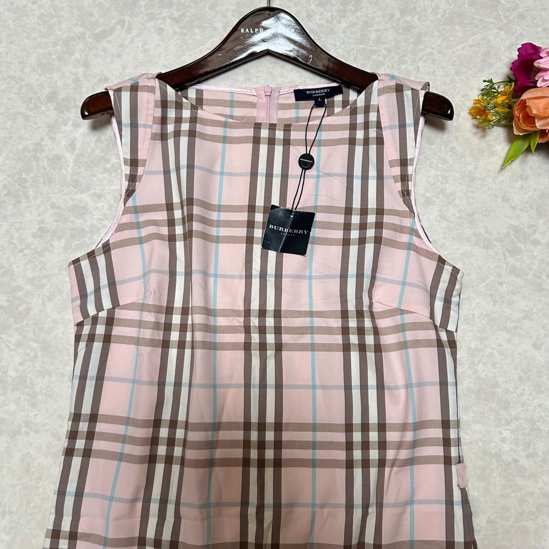 公*o様 新品 バーバリーロンドン ノバチェック ワンピース ノースリーブ ピン