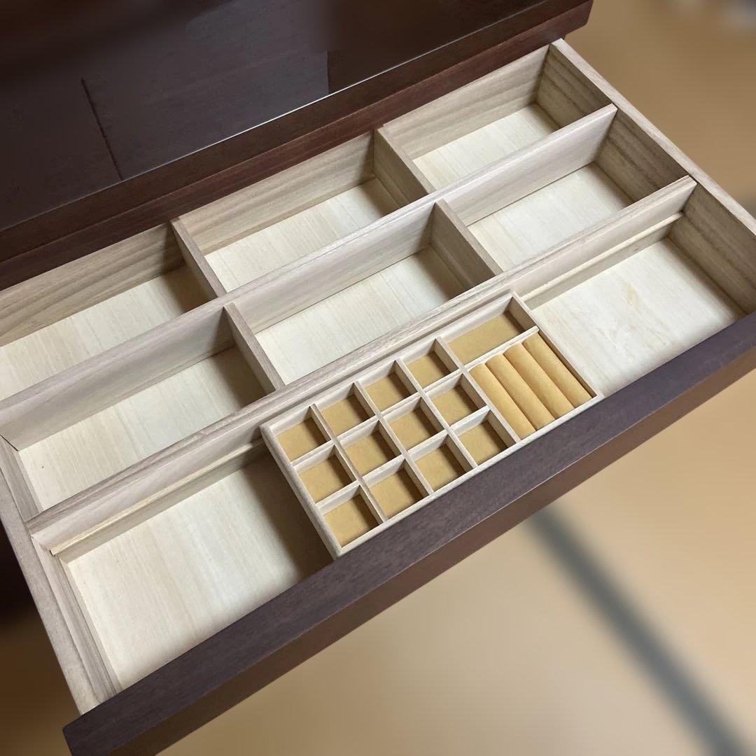 ダークブラウン木製ドレッサー 三面鏡　女優鏡