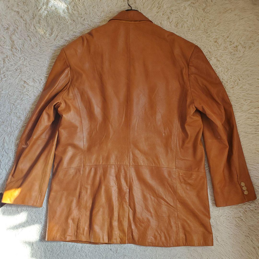 希少サイズ デッドストック 羊革 特大 テーラードジャケット キャメル 5L
