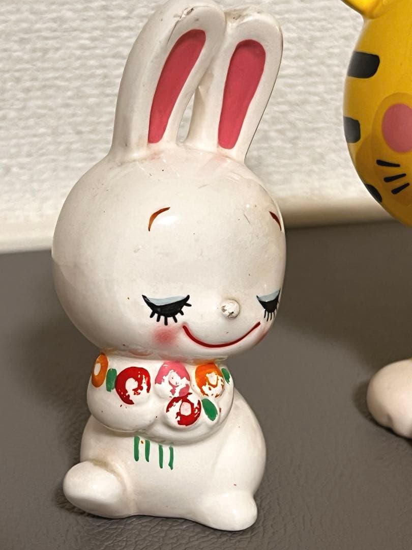 【希少・骨董品】内藤ルネ　 ウサギとトラの陶器置物