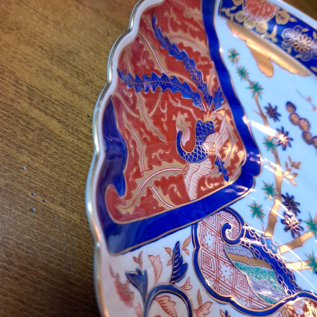 賞美堂　其泉窯　松竹梅鳳凰　有田焼　鮑型　盛皿