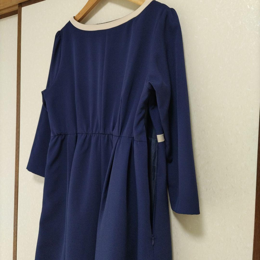 【新品】milkteaシエル・リボン＆トリミングポンチネイビーワンピースM