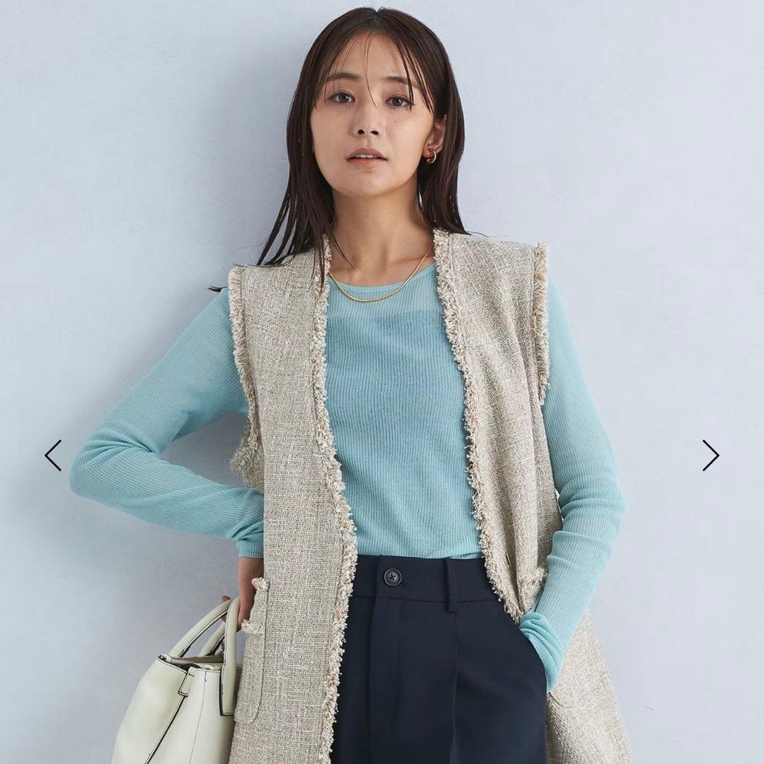 green label relaxing ミックスツイードライク ジレ