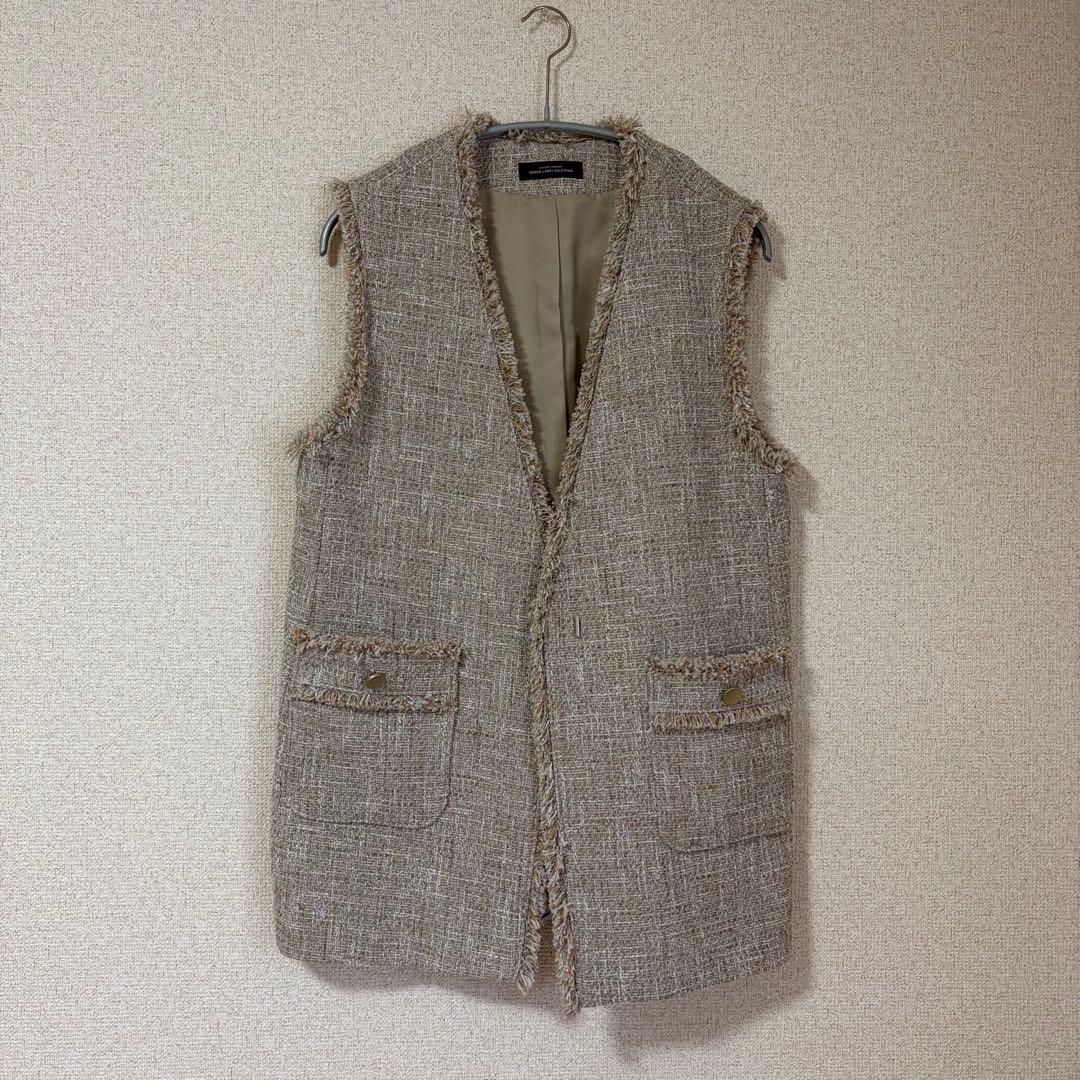 green label relaxing ミックスツイードライク ジレ